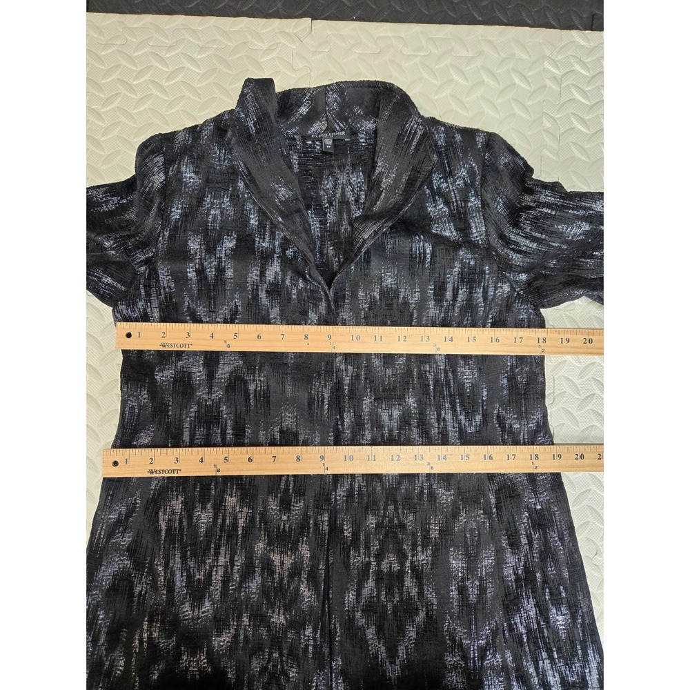 Eileen Fisher PP Petite Black Silver Ikat Jacquard Kimono Jacket 3/4 Sleeve - Picture 9 of 11